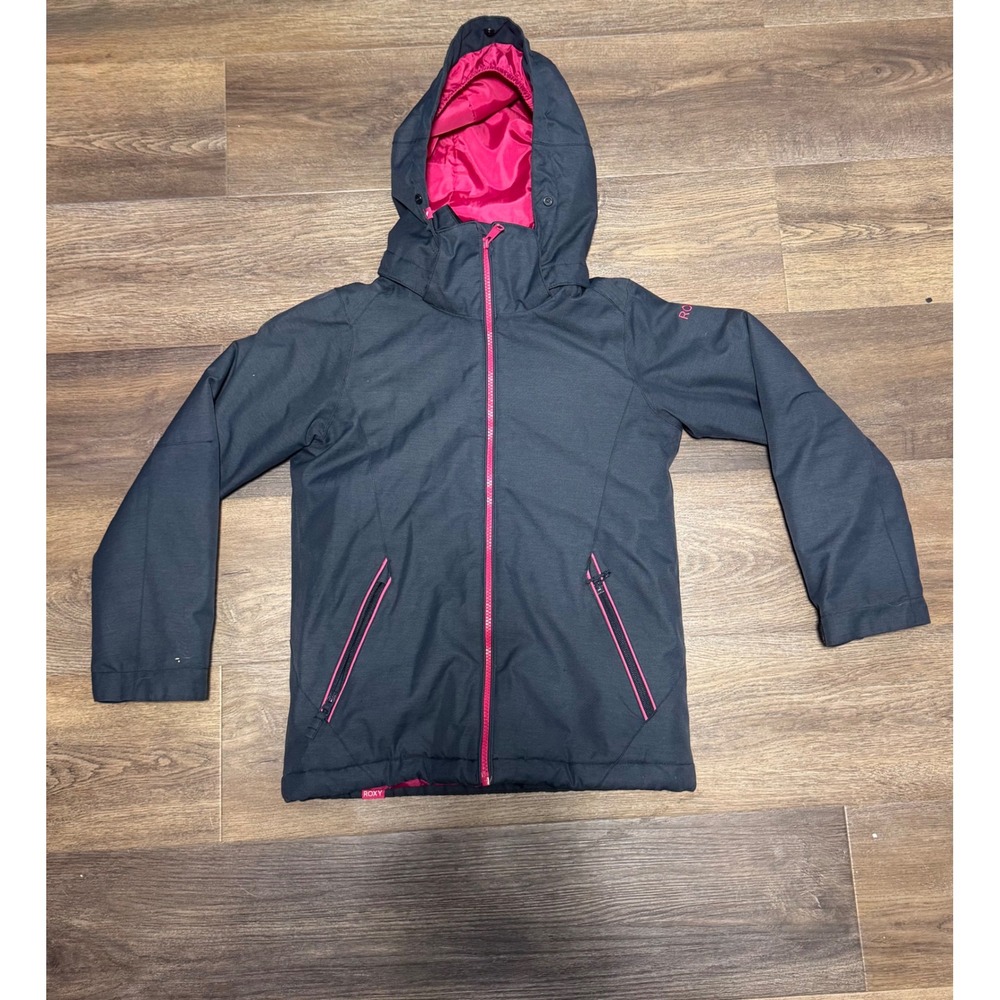 Roxy Girls DryFlight Insulated Ski Snowboard Jacket Gray Pink Size 12 L